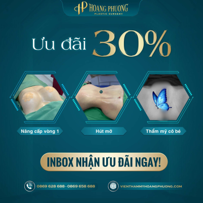 Ưu đãi 30% các dịch vụ thẩm mỹ tại Thẩm Mỹ Hoàng Phương